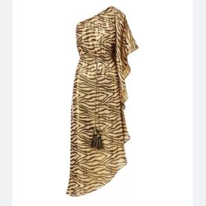 NWOT Figue Maisie Metallic One Shoulder Dress Sz S